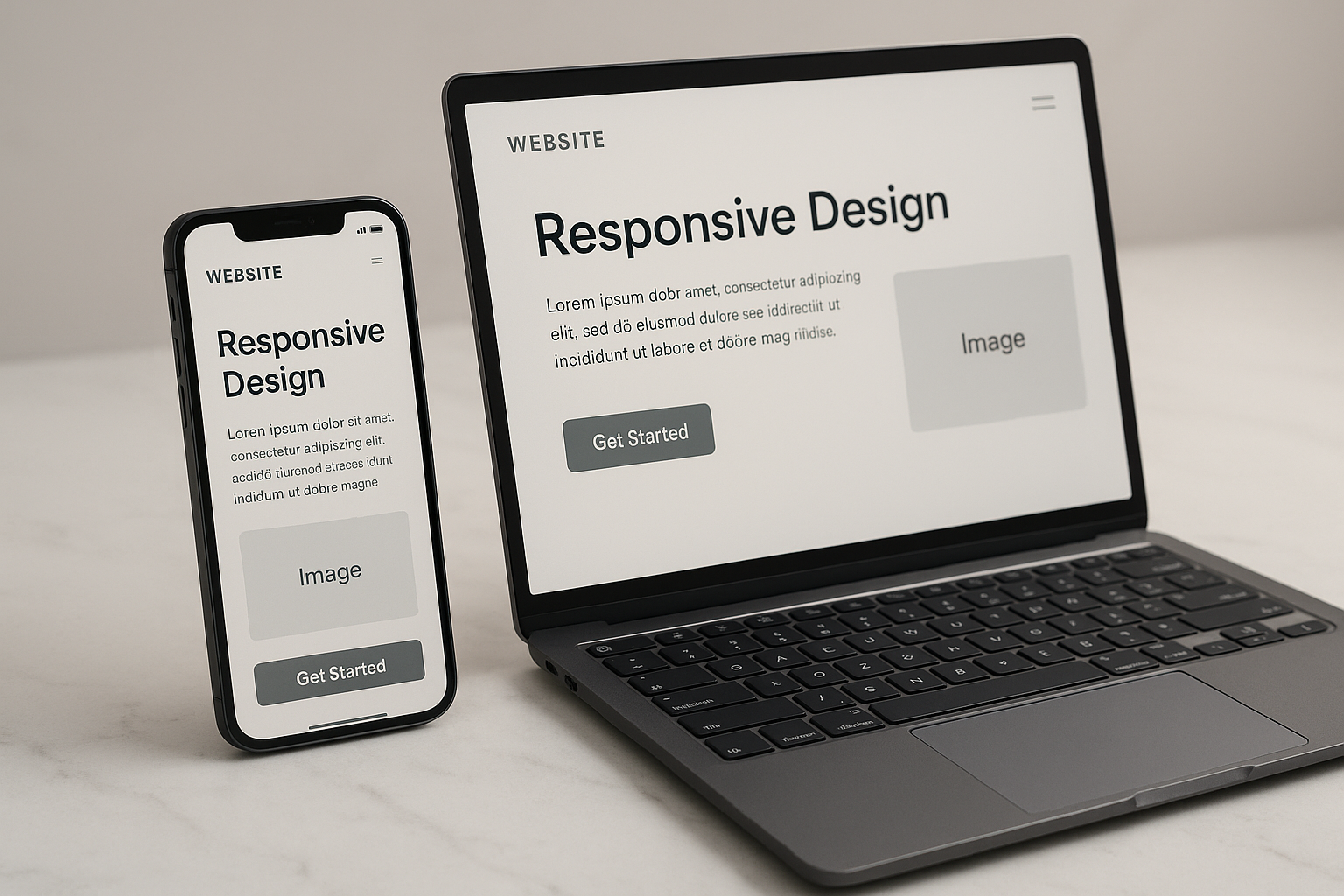Responsive Website auf verschiedenen Geräten